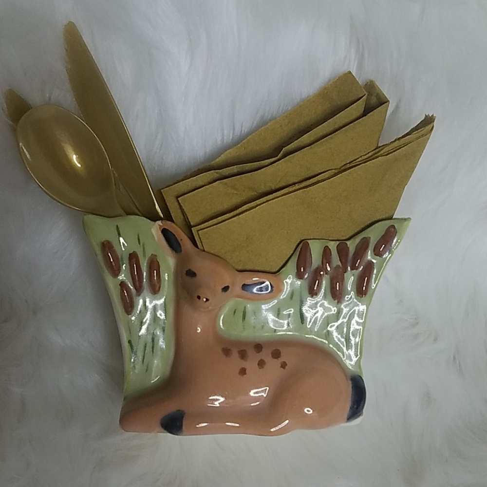 Doe/Fawn Napkin Holder Porcelain Unbranded